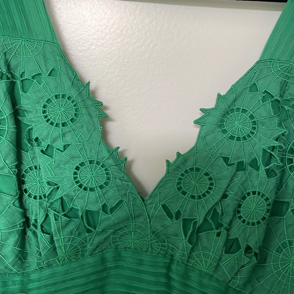CATHERINE MALANDRINO COCKTAIL DRESS IN EMERALD GREEN SILK, SZ 8 - Picture 4 of 11